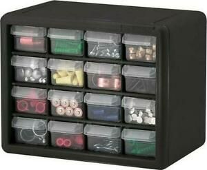 Akro-Mils 16-Drawer Plastic Parts Storage Hardware|Craft Cabinet 10-9/16&#034; Gray