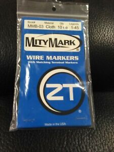 MITY MARK WIRE MARKERS PART# MMB-03 CLOTH 10 EACH LEGENDS 1-45 TERMINAL MARKERS