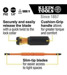 Klein Tool 2-in-1 Insulated Screwdriver #2 Phillip 1/4-Inch 32293