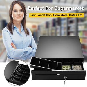 Costway Cash Drawer Box Works Compatible Epson Pos Printers W/5Bill &amp;5Coin Tray