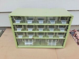 VINTAGE METAL POWR KRAFT 17 DRAWER 2 LARGE NUT/BOLT SMALL PARTS STORAGE CABINET