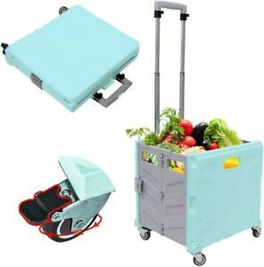 Foldable Cart Handcart 360° 4 Wheeled Rolling Crate For Travel Shopping Luggage