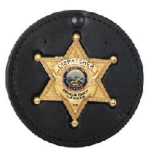 Boston Leather 600S-6001 Black Small Round Swivel Clip On Badge Holder
