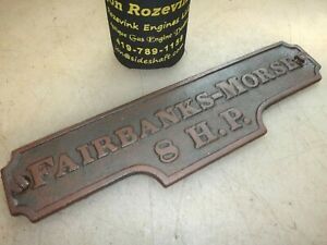 BASE NAME PLATE or SIDE PLAQUE 8hp FAIRBANKS MORSE N Hit Miss Old Gas Engine FM