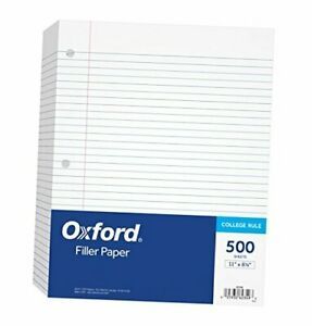 Filler Paper, 8-1/2&#034; x 11&#034;, College Rule, 3-Hole Letter Size (8 1/2 x 11)