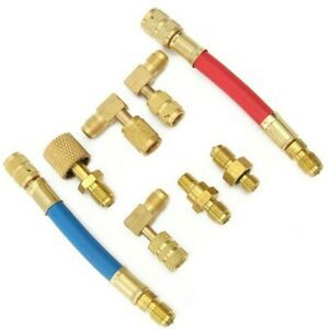 Automotive Air Conditioning Adapter Blue+red+brass Strong Sealing Multi Purpose
