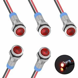smseace 5PCS Red Energy Saving Indicator Light Mounting Hole 6mm with 150mm C...