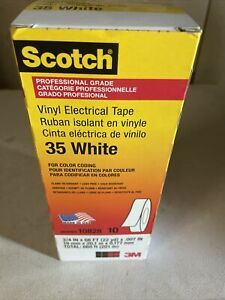 3M 35 Scotch Vinyl Electrical Color Coding Tape White 3/4 in x 66ft - 10 Pack