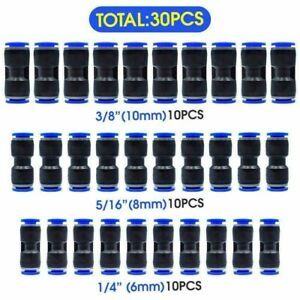 2 Pass Through Direct Push Connector 30 Pcs/Set Air Fittings PU Pipeline