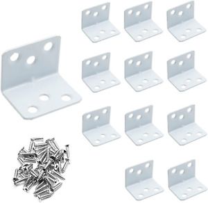 White Right Angle Bracket L Brackets Metal 90 Degree Corner Brace 12 Pcs