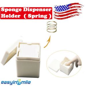White Dental Gauze/Cotton Pad Sponge Dispenser Holder Spring Loaded 105*55*55MM