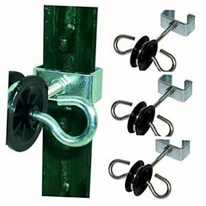 Farm Electric Fence T-Post Gate Handle Anchors Double Hook T-Post 2-Rings T 3