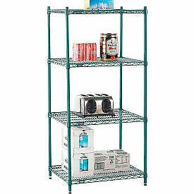 Nexel Poly-Green, 4 Tier, Wire Shelving Starter Unit, 30&#034;W x 21&#034;D x 54&#034;H