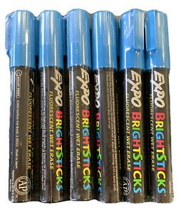 Expo Blue Bright Stick Markers, Factory Sealed, Brand New - 6 Pack