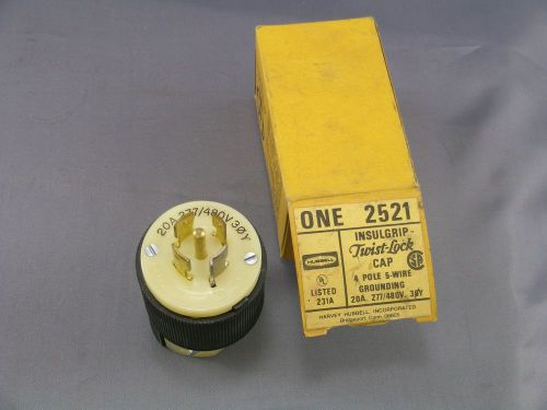 New in box hubbell 2521 insulgrip twist-lock cap 4 pole 20a 277/480v 5 wire  30y for sale