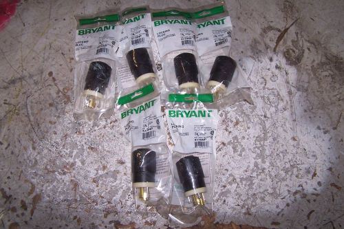 (6) new bryant 15 amp locking plug 277 vac 2 pole 3 wire 4770np for sale