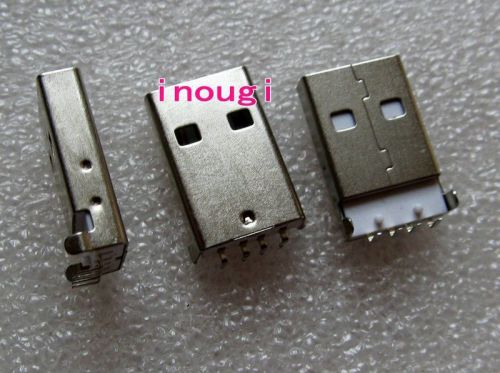 White 10pcs USB 2.0 type-A 90 angle plug 4pin male adapter solder wire connector