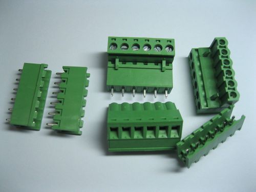 100 pcs green 6 pin 5.08mm screw terminal block connector pluggable type for sale