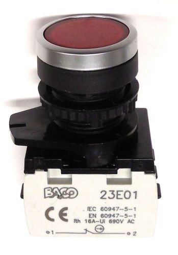 BACO MOMENTARY OFF STOP SWITCH WITH 23E01 CONTACT BLOCK