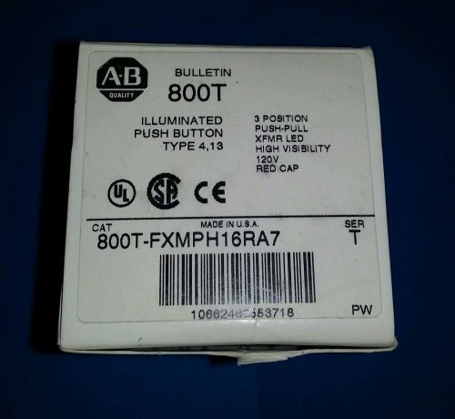 New allen bradley 800t-fxmph16ra7 illuminated pushbutton red mushroom e-stop for sale