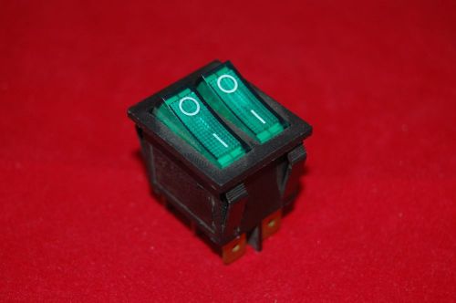2Pcs Double  2 Position  Rocker Switch Green Light Illuminated  110V AC/DC
