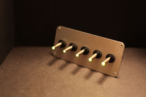 LED toggle switches - GREEN - w/  STEEL panel