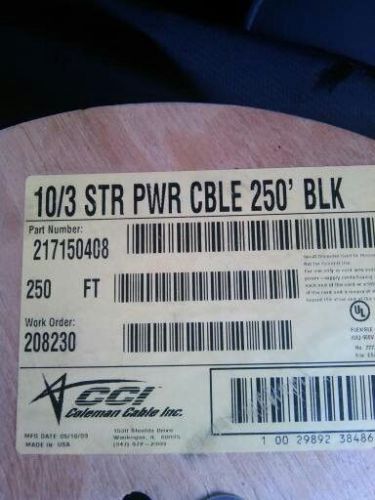 Wire 10 gauge,250 feet 10/3, stroow, 600v, 30amp, electric, new cable made usa for sale
