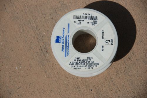 Brand new alpha wire 3048 white 100 ft 28 awg .016 pvc ins 300v for sale