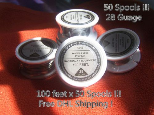 50 Spools x 100 feet Kanthal Wire 28 Gauge AWG,(0.32mm) A1 Round Resistance .