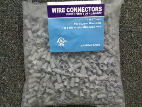 (1000 pc bag) NEW P1 Gray Screw-On Wire Nut Connectors STRAIGHT BARREL Grey