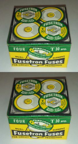 (8) Fusetron Dual Element T 30 Amp Screw-In Buss Fuse - (2) Boxes Of 4 - New O/S