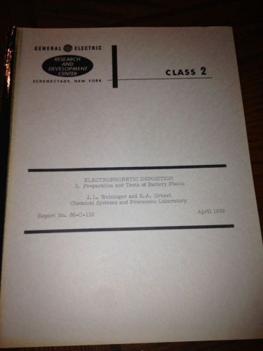 VINTAGE GE RESEARCH REPORT ELECTROPHORETIC DEPOSITION 1966 11 PGS