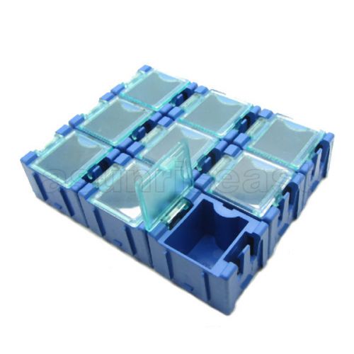 50 x blue mini electronic component parts case box laboratory storage smt smd for sale