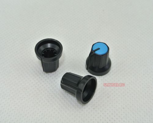 20pcs KNOB Pointer,Plastic Black-Blue,for 6mm shaft Pot
