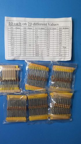 (1 ohm to 10M ohm)700 pcs 70 Values x10 Metal Film Resistors Assorted Kit Set