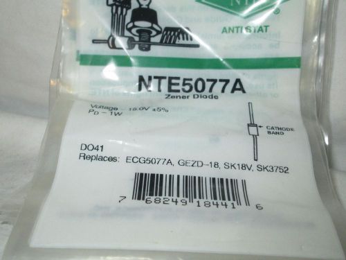 NTE NTE5077A Zener Diode (Lot contains 9 diodes) 18.0v, 1w, 5%, DO41