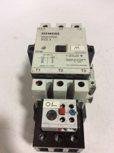 Siemens 3TF 3TF48 AC Motor Contactor 3-Pole W/ 3UA58 00-2F