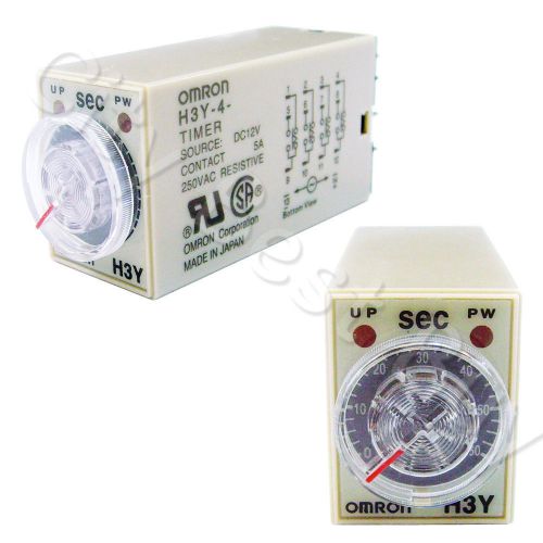 2 x h3y-4 dc12v 60sec 60s omron relay timer 4pdt 14 pin pyf14a pyf14a e py14 for sale