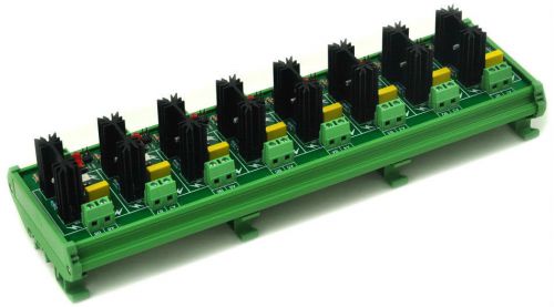 Din rail mount 8 channel 6 amp ssr module board, in 4~32vdc, out 100~240vac. for sale