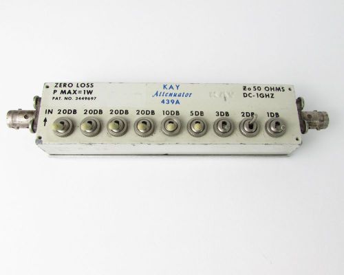 Kay 439A Variable Attenuator 50 OHMs BNC DC-1GHz 1 Watt AS IS/REPAIR