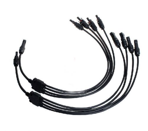 1pair mc4 solar y type cable 30a connector 3f/m &amp; 3m/f 4 branch diy good quality for sale