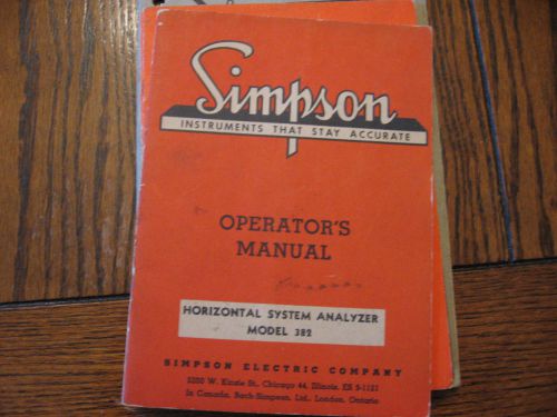 Vintage Simpson Factory Operators Manual Horizontal System Analyzer 382
