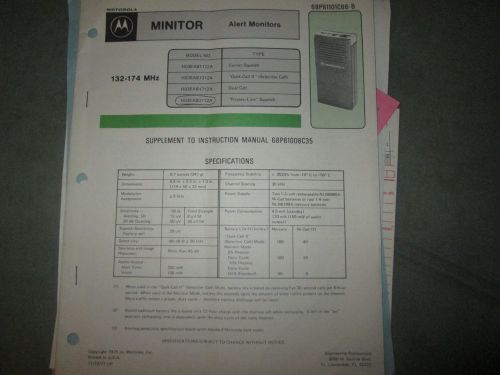 Motorola Minitor Monitor Maintenance Manual Vintage Electronic INSTRUCTIONS