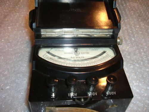 Vintage GENERAL ELECTRIC Portable Bakelite AC Voltmeter 0-150 0-300  0-600 Range