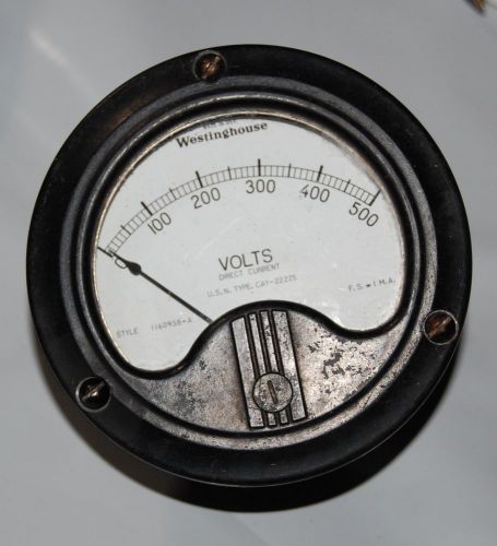 WESTINGHOUSE 0-500 Volts DC - 3-1/2&#034; ROUND PANEL METER
