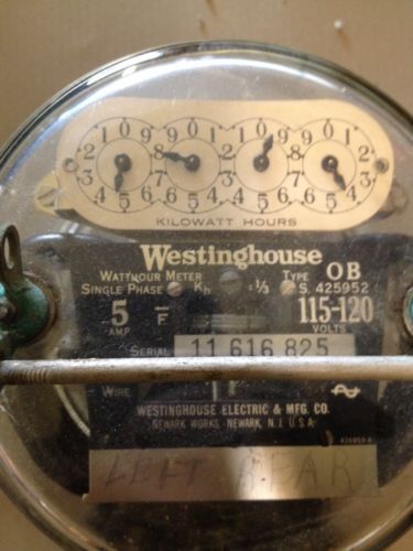 WESTINGHOUSE WATTHOUR METER Type Ob 5 Amp 115-120volt  VINTAGE 1930&#039;s
