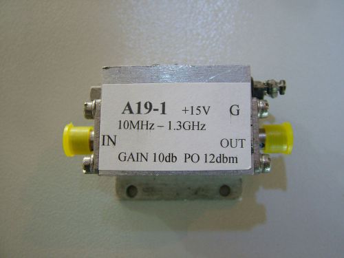 RF AMPLIFIER  10MHz - 1.3GHz  GAIN 10db   PO 12dbm  A19-1     SMA