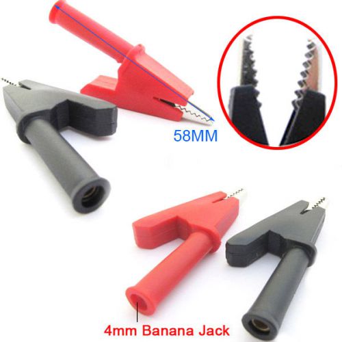 50pcs copper alligator clip to 4mm banana jack test probes insulate clamp for sale