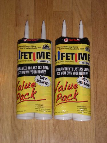 Lot of 4 Red Devil Siliconized Acrylic Adhesive Sealant, White 10oz. each