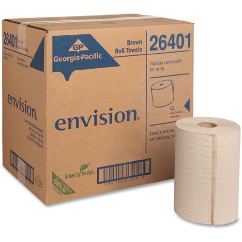 CARTON OF 12 Georgia-Pacific Envision Hardwound Roll Paper Towel - Brown
